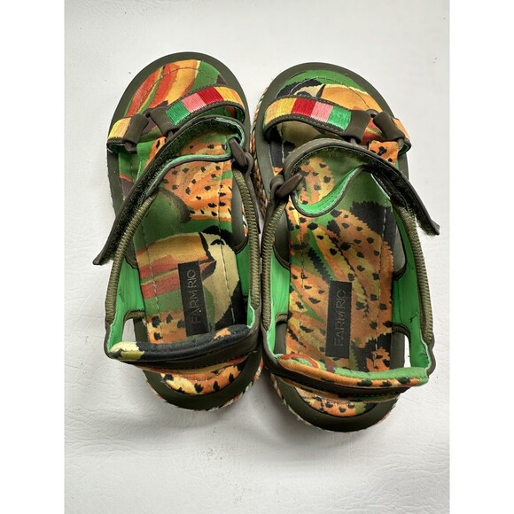 Farm Rio Sandals Women's Size 9 Green Toucans Flatform Raffia Green Multicolor - Picture 9 of 16